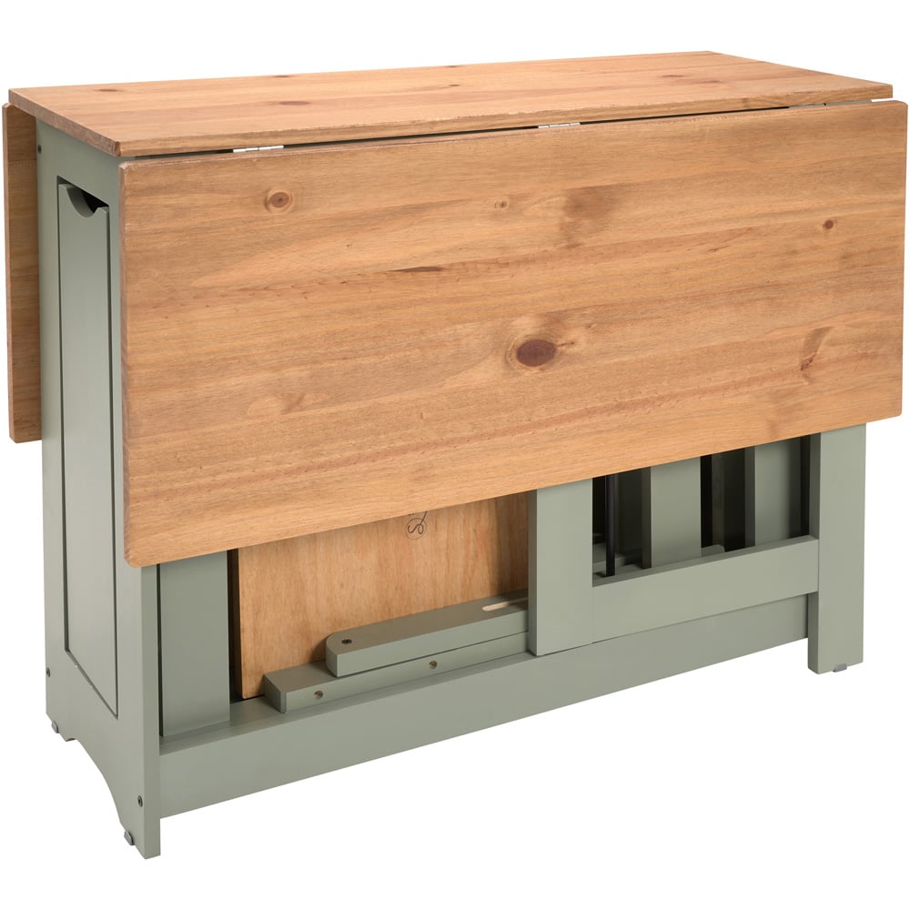 Seconique Santos Single Shelf Butterfly Foldaway 4 Seater Dining Set Green and Waxed Pine Image 7