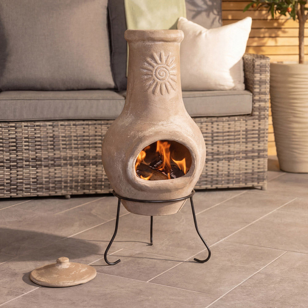 Charles Bentley Snug Belem Sun Design Medium Natural Clay Chiminea Image 2