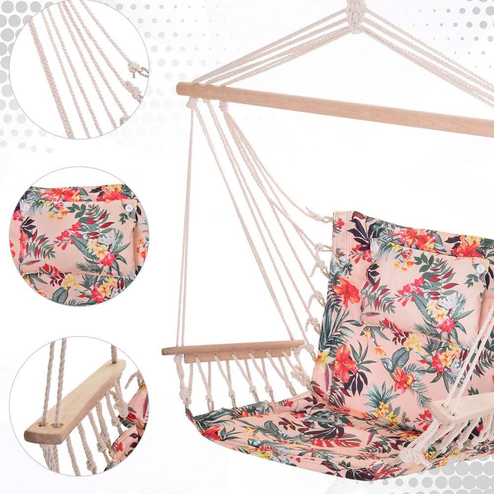 Outsunny Floral Hanging Hammock Swing Chair Image 5