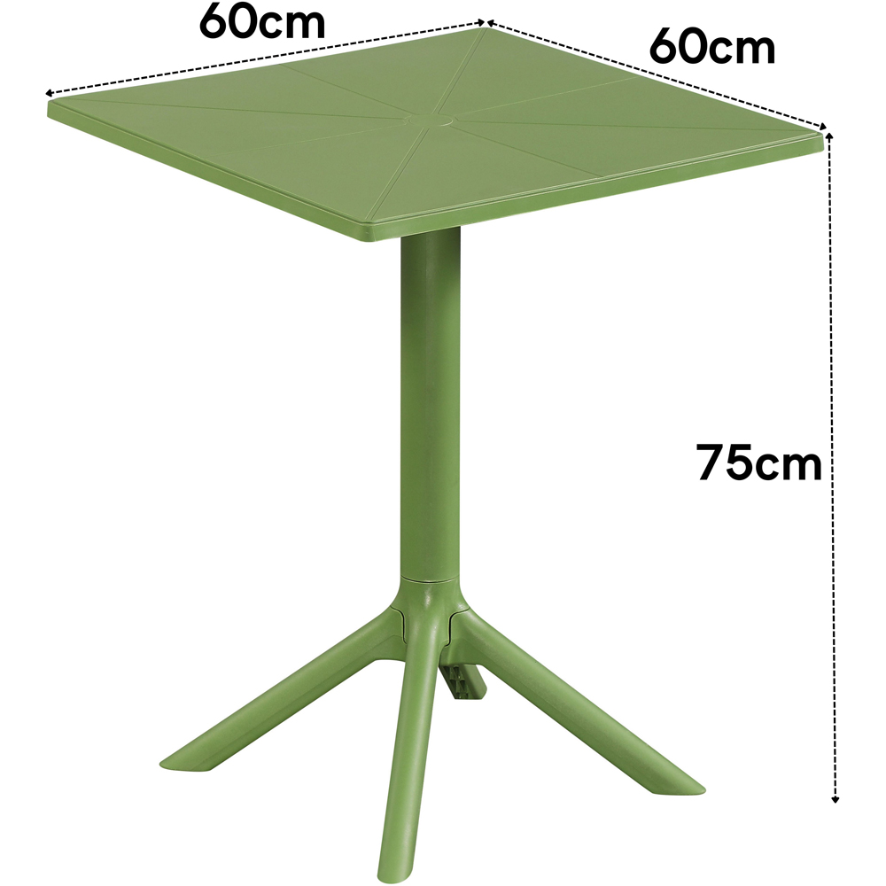 Core Products 2 Seater Moss Green Square Plastic Garden Bistro Table Image 7