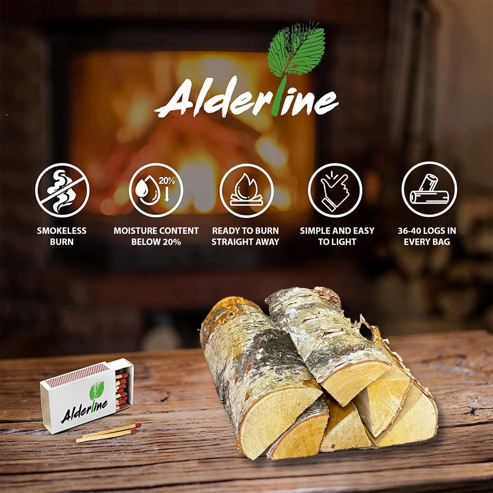RoyalFire Alderline Kiln Dried Birch Firewood Bag 20kg Image 2