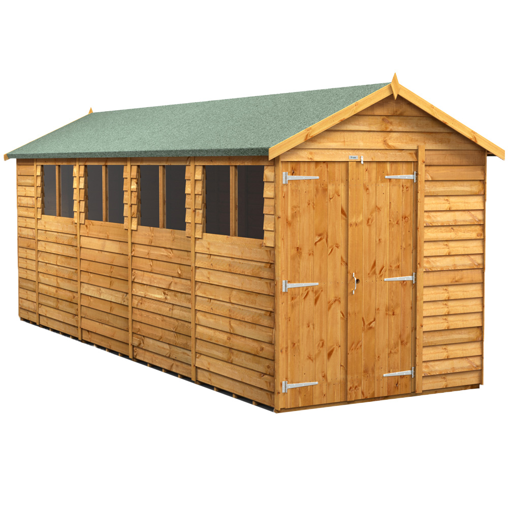 Power Sheds 18 x 6ft Double Door Overlap Apex Wooden Shed Image 1