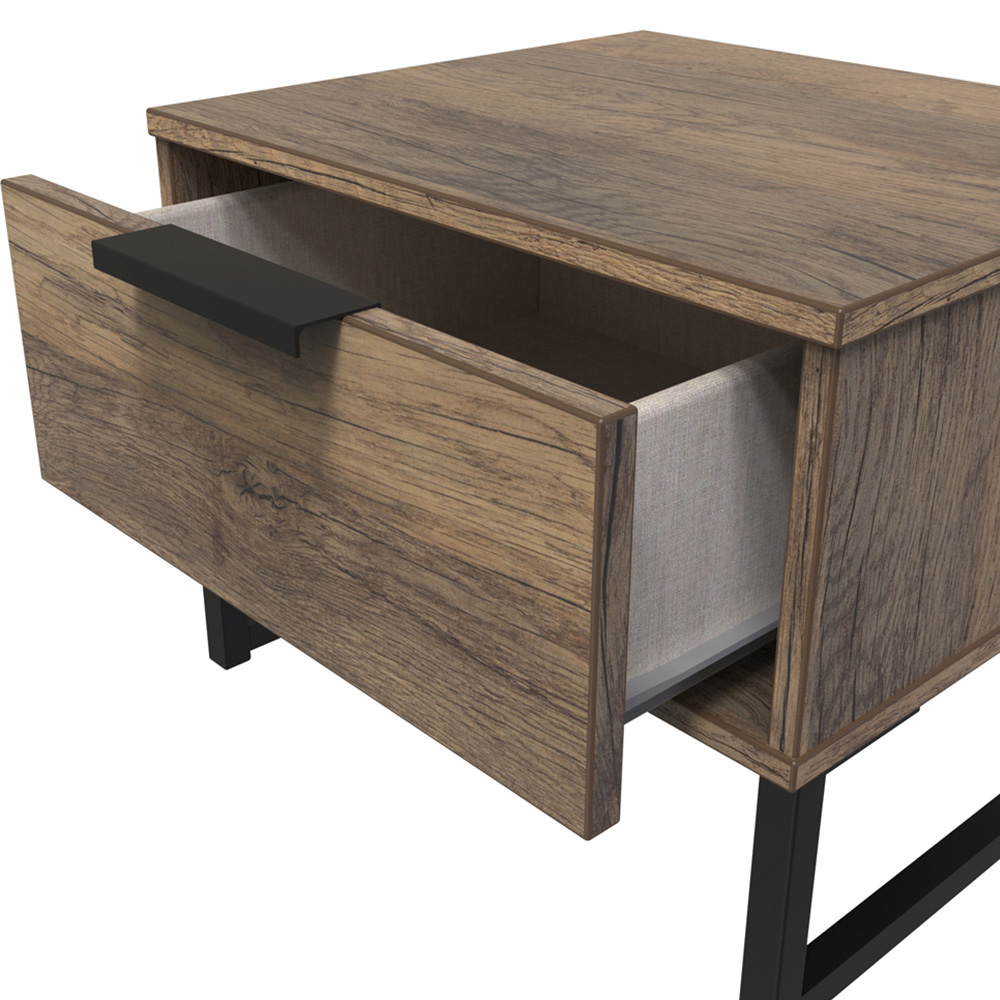 Crowndale Hong Kong Single Drawer Vintage Oak Side Table Ready Assembled Image 5