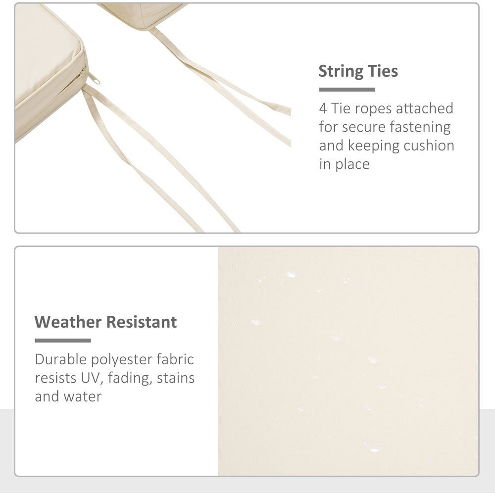 Outsunny Cream White Garden Chair Cushion with Ties 45 x 45cm 2 Pack Image 5