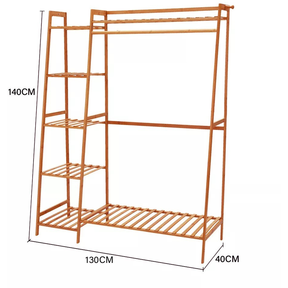 Modcraft 7 Shelf Natural Heavy Duty Wooden Clothes Rail Image 4