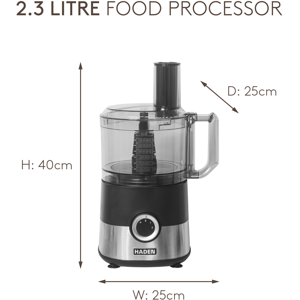 Haden 215321 Black Stainless Steel 2.3L Food Processor 750W Image 9