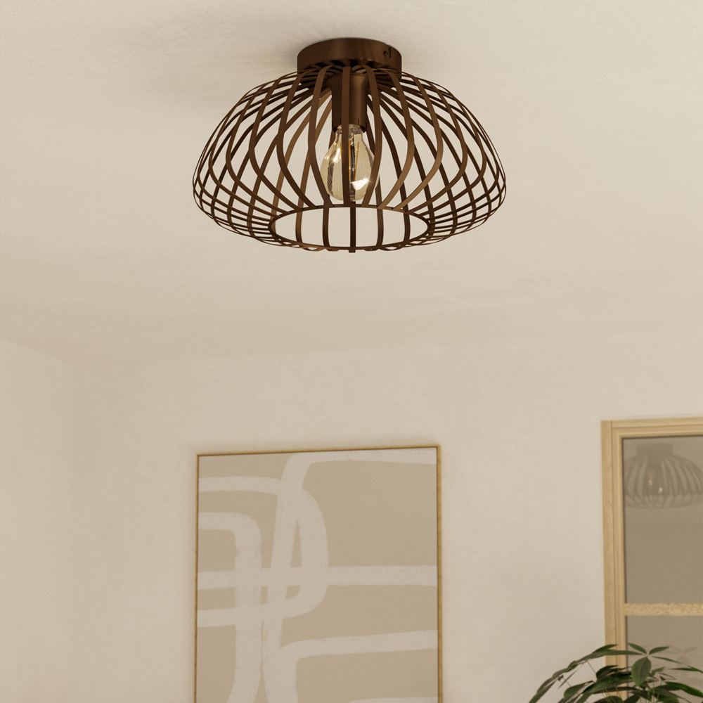 EGLO Espinal Bronze Steel Caged Style Ceiling Light Image 4