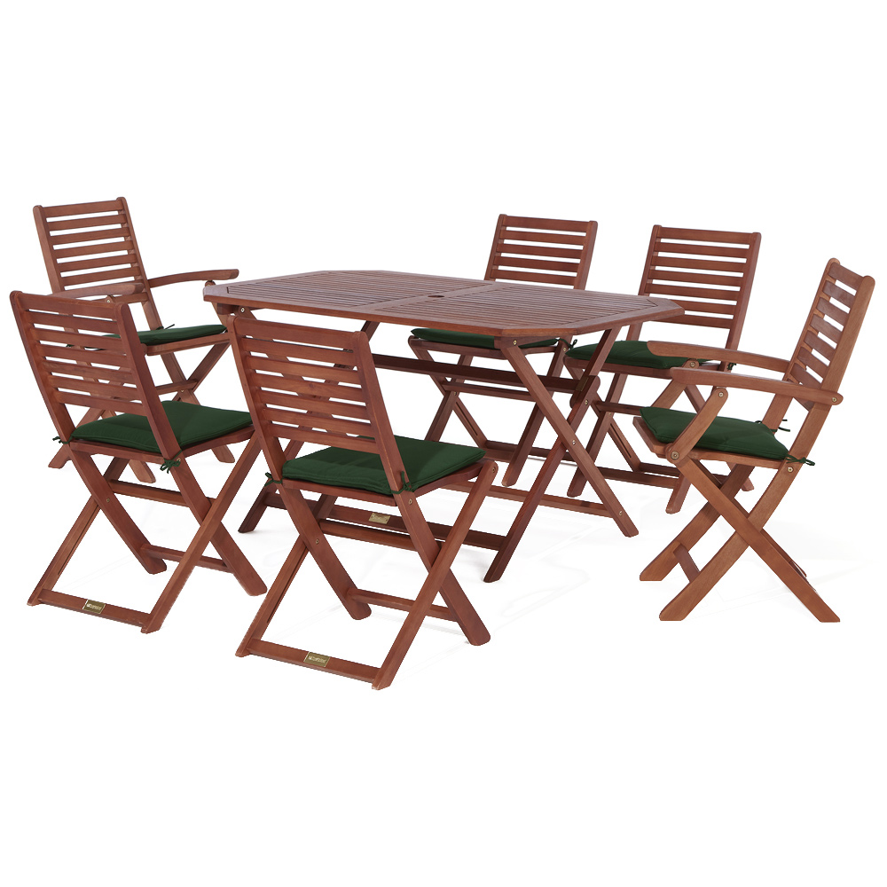 Rowlinson Plumley 6 Seater Dining Set Green Image 2