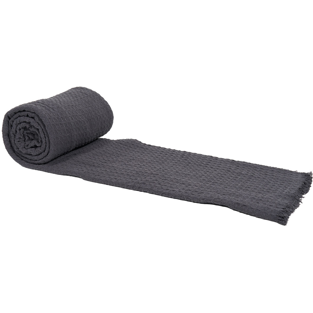 Waffle Cotton Throw Charcoal Image 2