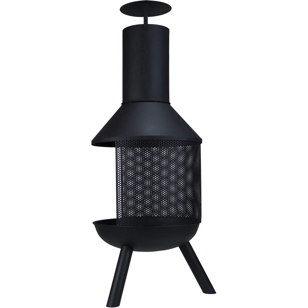 Charles Bentley Snug Palma Black Round Steel Modern Patio Heater Chimenea Image 4