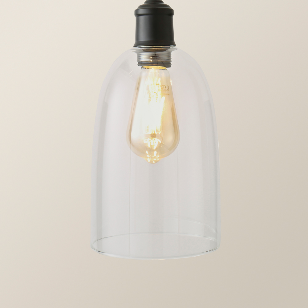 ValueLights Kira Glass Dome 3 Drop Cluster Matte Black LED Ceiling Pendant Light Image 3