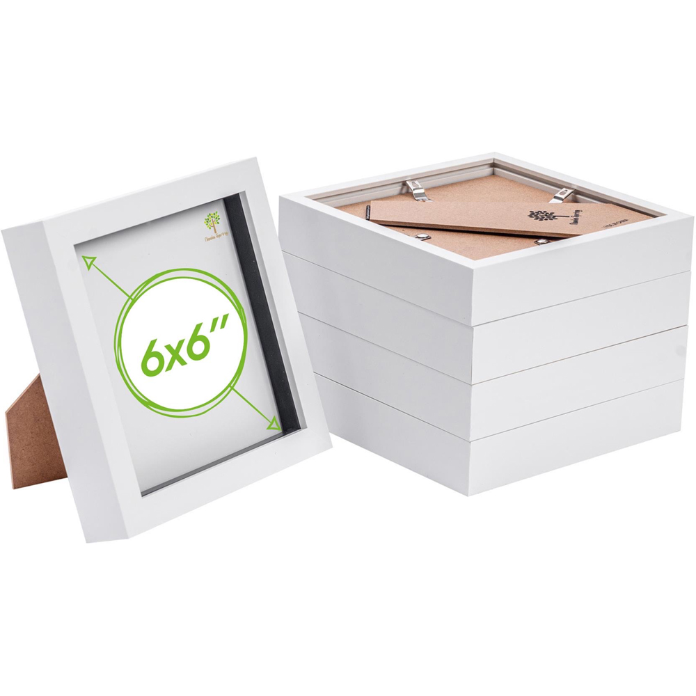 Nicola Spring White 3D Box Photo Frame 6 x 6 inch with Black Mount 2 x 2 inch 5 Pack Image 1