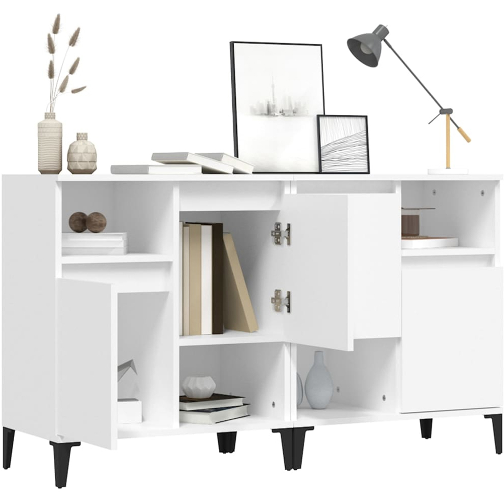 vidaXL 2 Door 2 Shelf White Sideboard Set of 2 Image 3