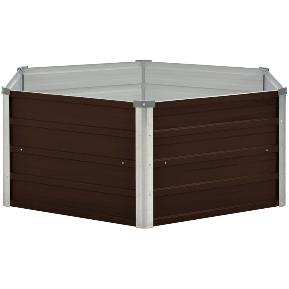 vidaXL Brown Galvanised Steel Raised Garden Bed 45 x 129 x 129cm Image 3