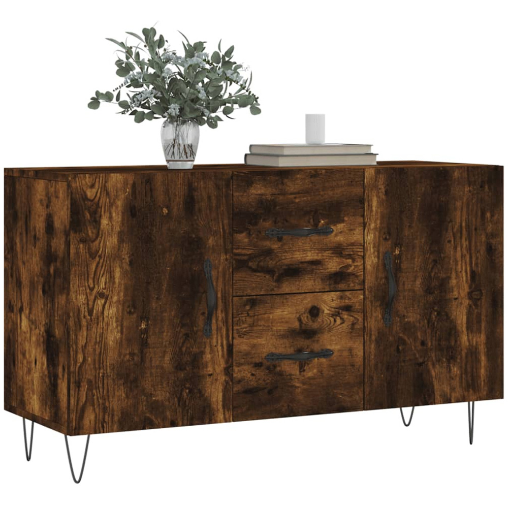 vidaXL 2 Door 2 Drawer Smoked Oak Wide Sideboard Image 3