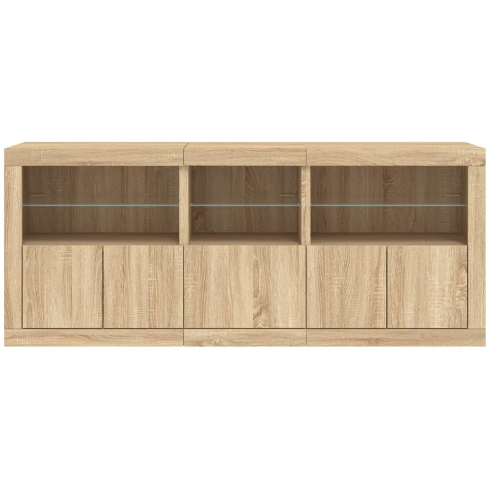 vidaXL 5 Door 6 Shelf Sonoma Oak Large Sideboard with LED Lights Image 6