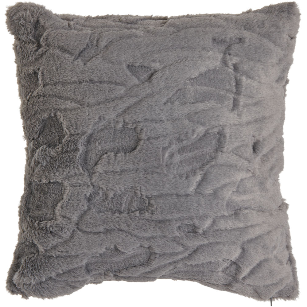 Wilko Grey Faux Fur Cushion 43 x 43cm Image 2