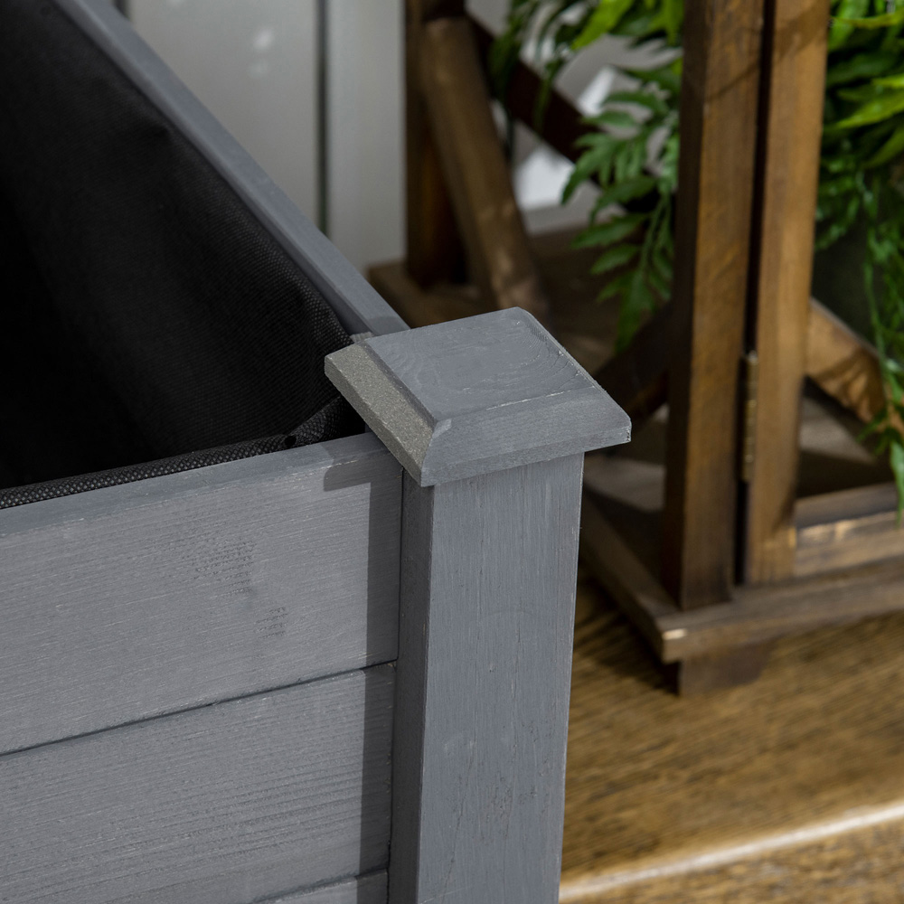 Outsunny Dark Grey Wooden Elevated Raised Garden Bed with Bed Liner 76 x 56.5 x 122.5cm Image 4