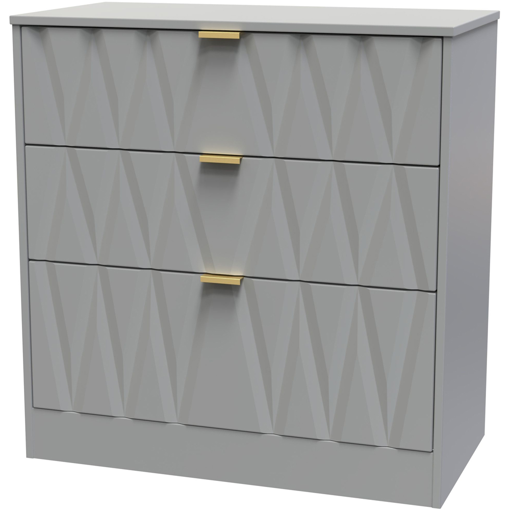 Crowndale Las Vegas Dusk Grey 3 Drawer Deep Chest of Drawers Ready Assembled Image 2