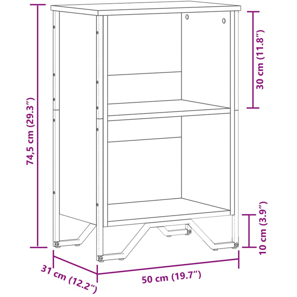 vidaXL 2 Shelf Brown Oak Bookcase Image 9