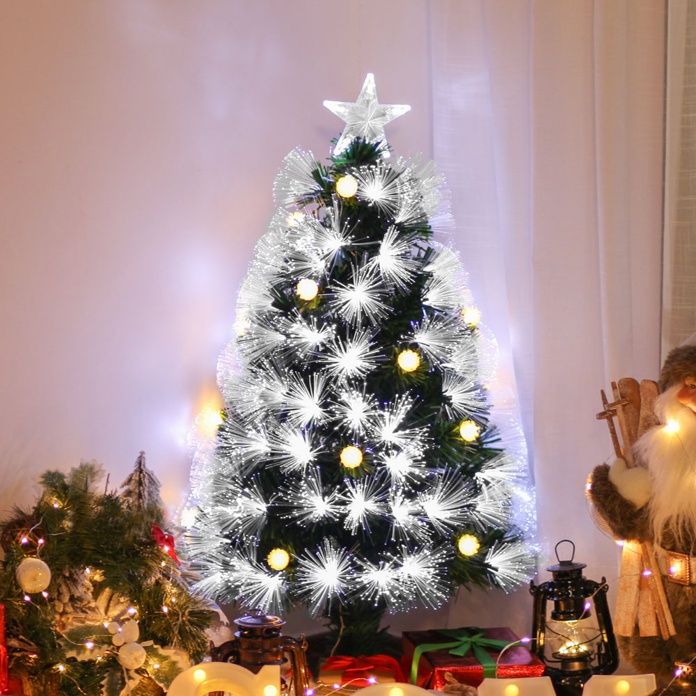 Everglow Fiber Optic LED Green Artificial Christmas Tree with Star Topper 3ft Image 2