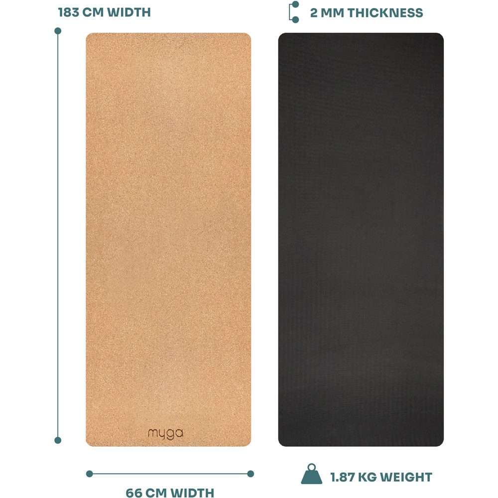 Myga Plum Cork Yoga Mat with Pair of Cork Blocks and Strap Image 4