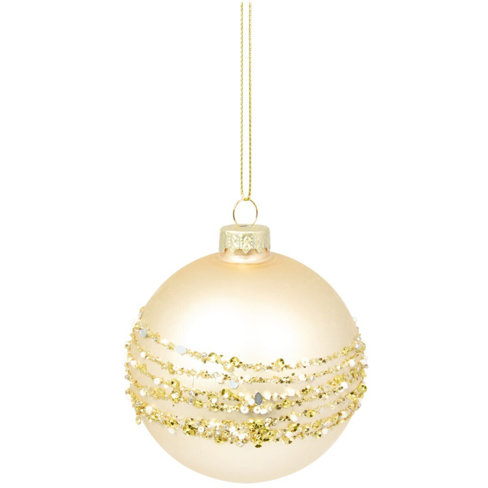 Pack of 6 Glass Baubles Champagne Image 3