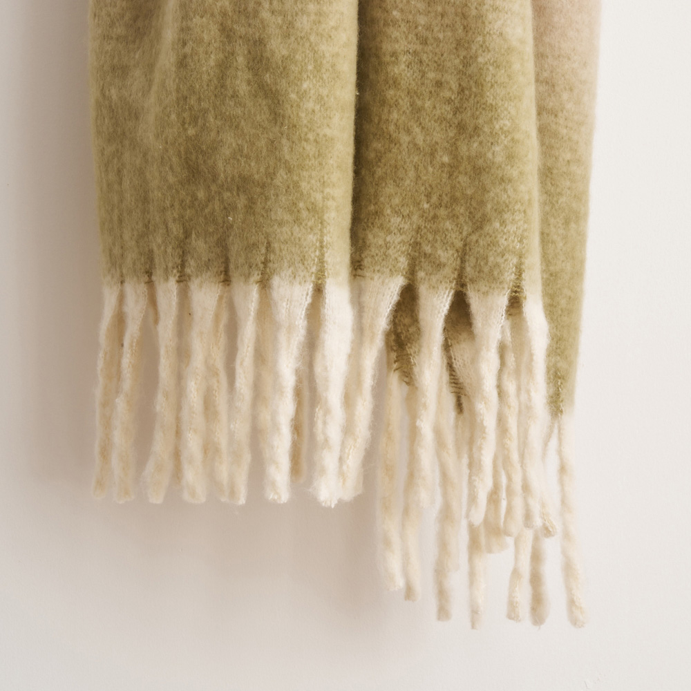 Cloud Touch Ombre Faux Mohair Fringed Green Throw 130 x 170cm Image 4