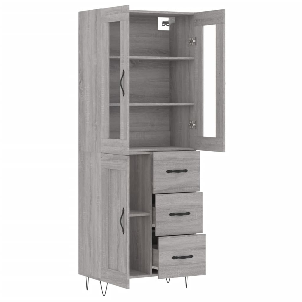vidaXL 3 Door 3 Drawer Grey Sonoma Highboard Image 4