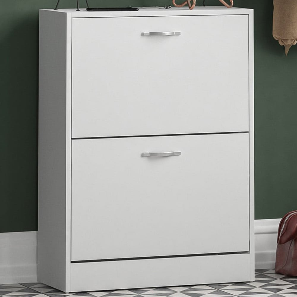 Vida Designs 2 Drawer White Shoe Cabinet Image 1