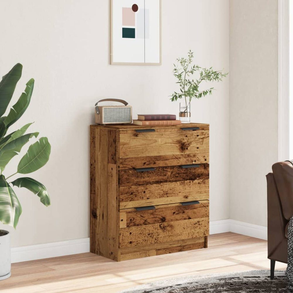vidaXL 3 Drawer Old Wood Small Sideboard Image 3