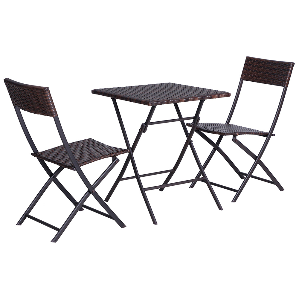 Outsunny 2 Seater Rattan Bistro Set Brown Image 2