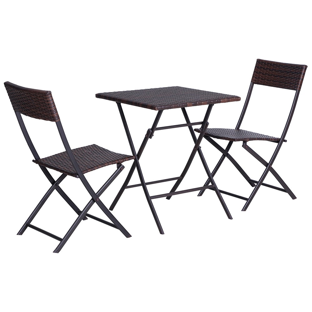 Outsunny 3 PCS Rattan Chair Set Brown Image 2