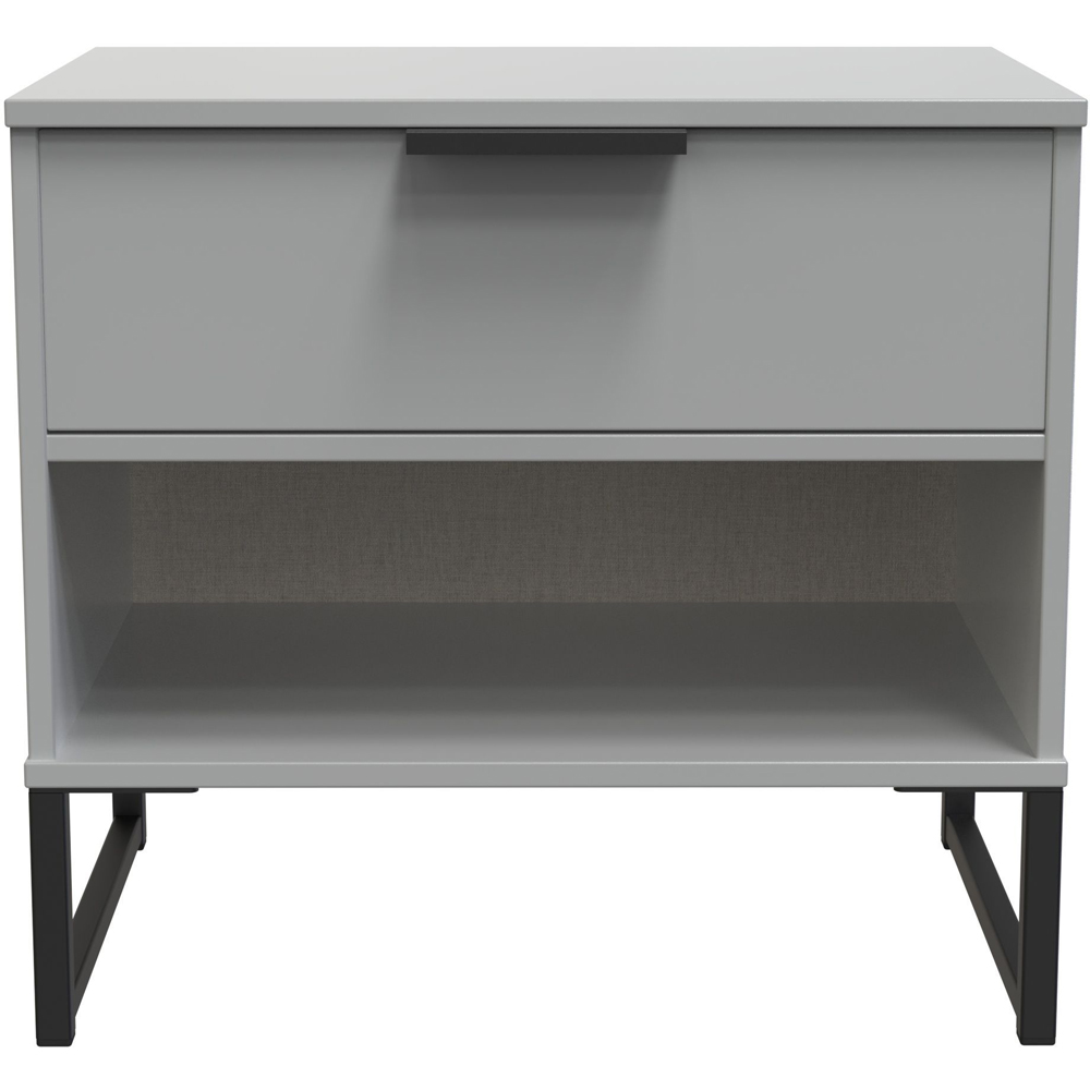 Crowndale Diego Single Drawer Single Shelf Dusk Grey Open Bedside Cabinet Ready Assembled Image 6