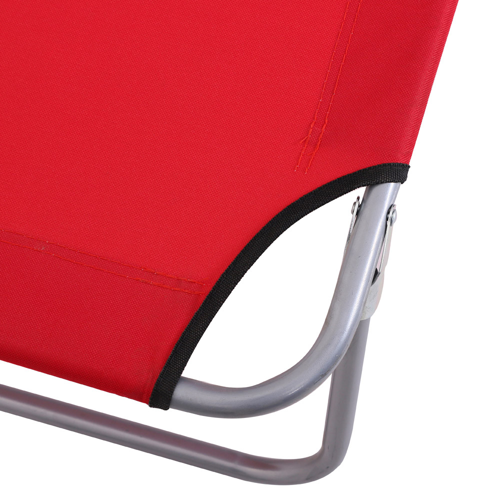 Outsunny Red Adjustable Folding Sun Lounger with Awning Image 3