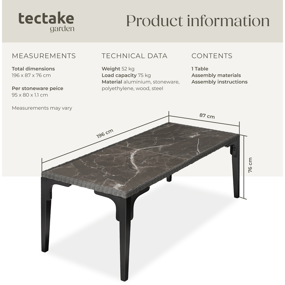 tectake Foggia Grey Outdoor Dining Table Image 9