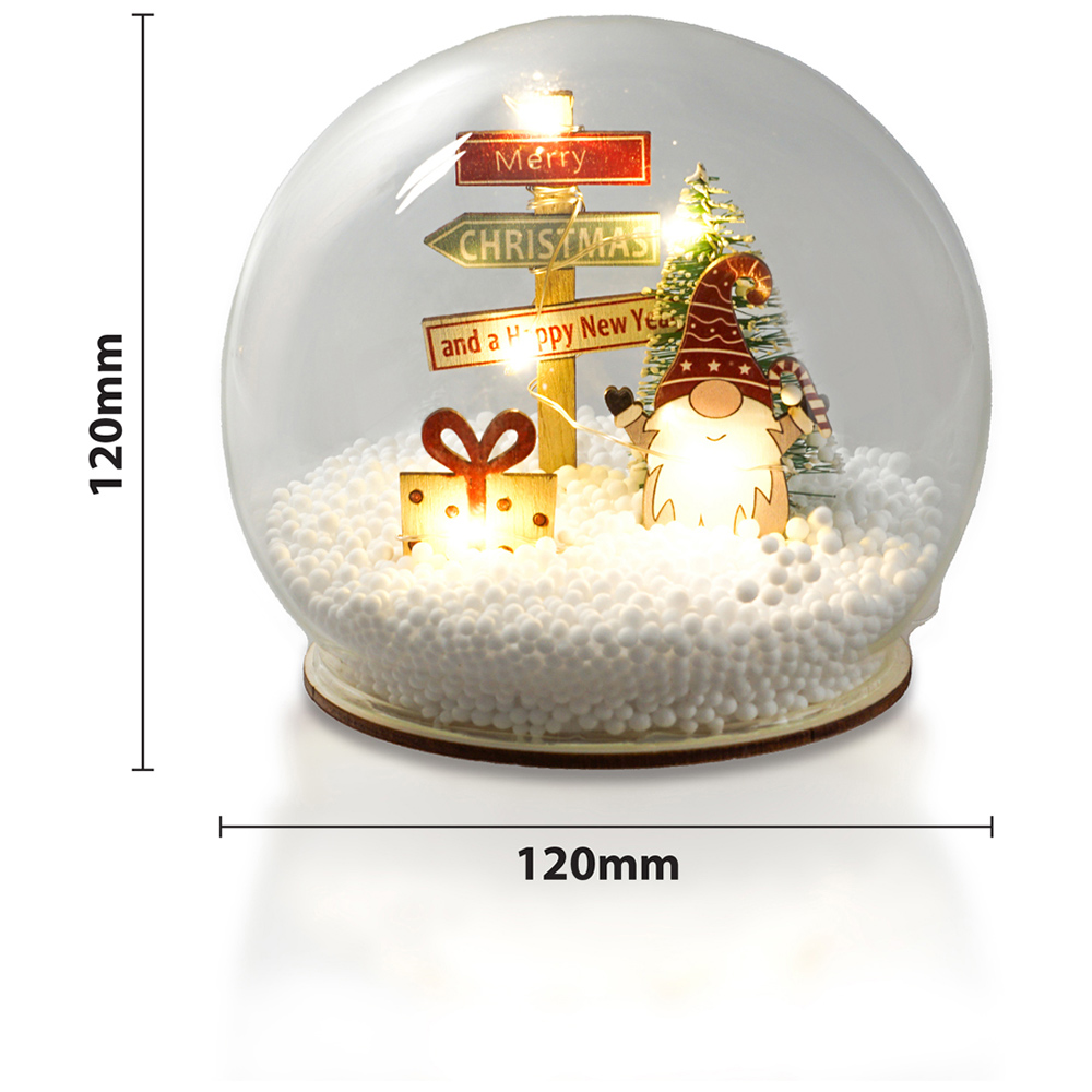 Xmas Haus White Festive Light Up Snow Globe with Gonk Village Image 5