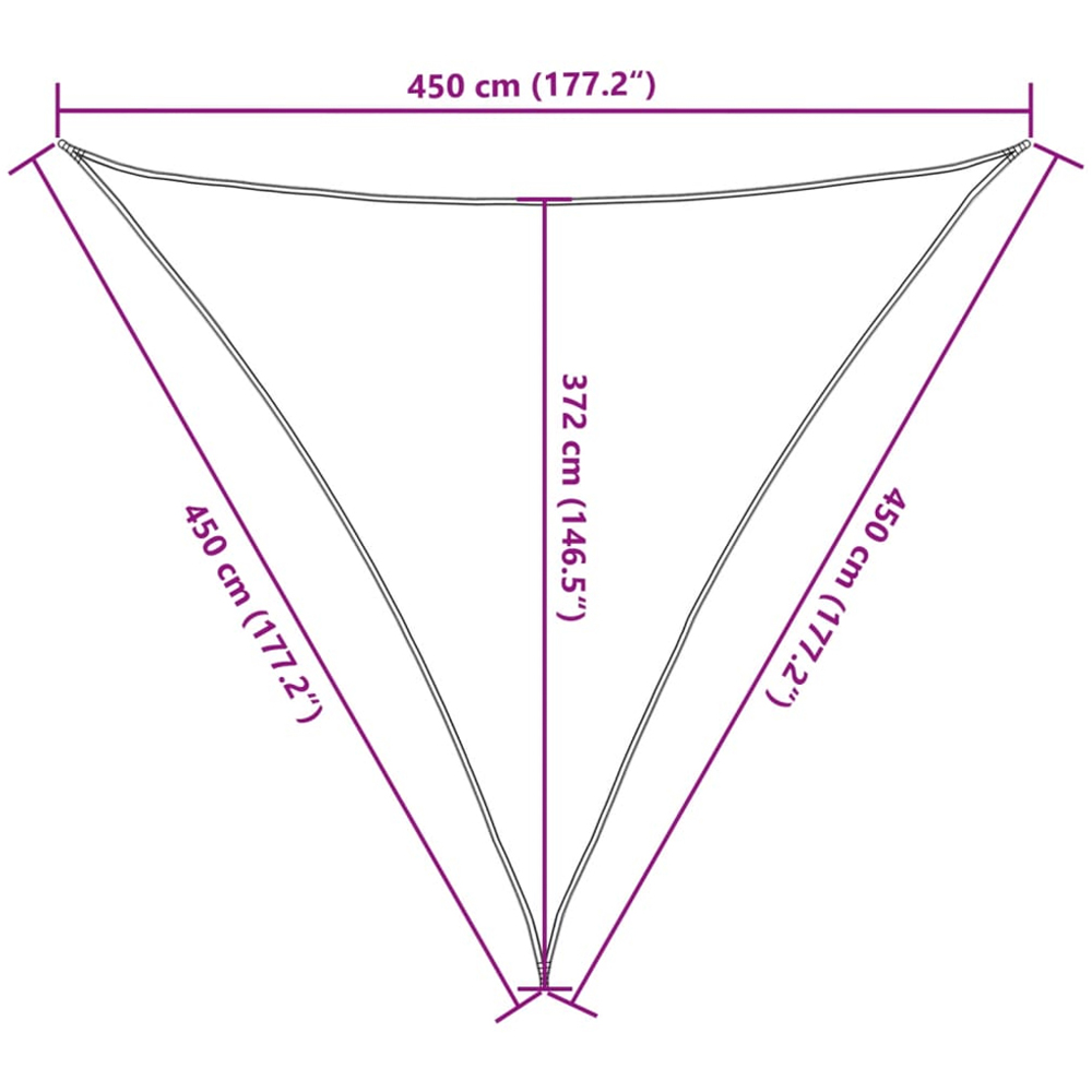 vidaXL Grey Triangular Sun Shade Sail 4.50 x 4.5 x 4.5m Image 9
