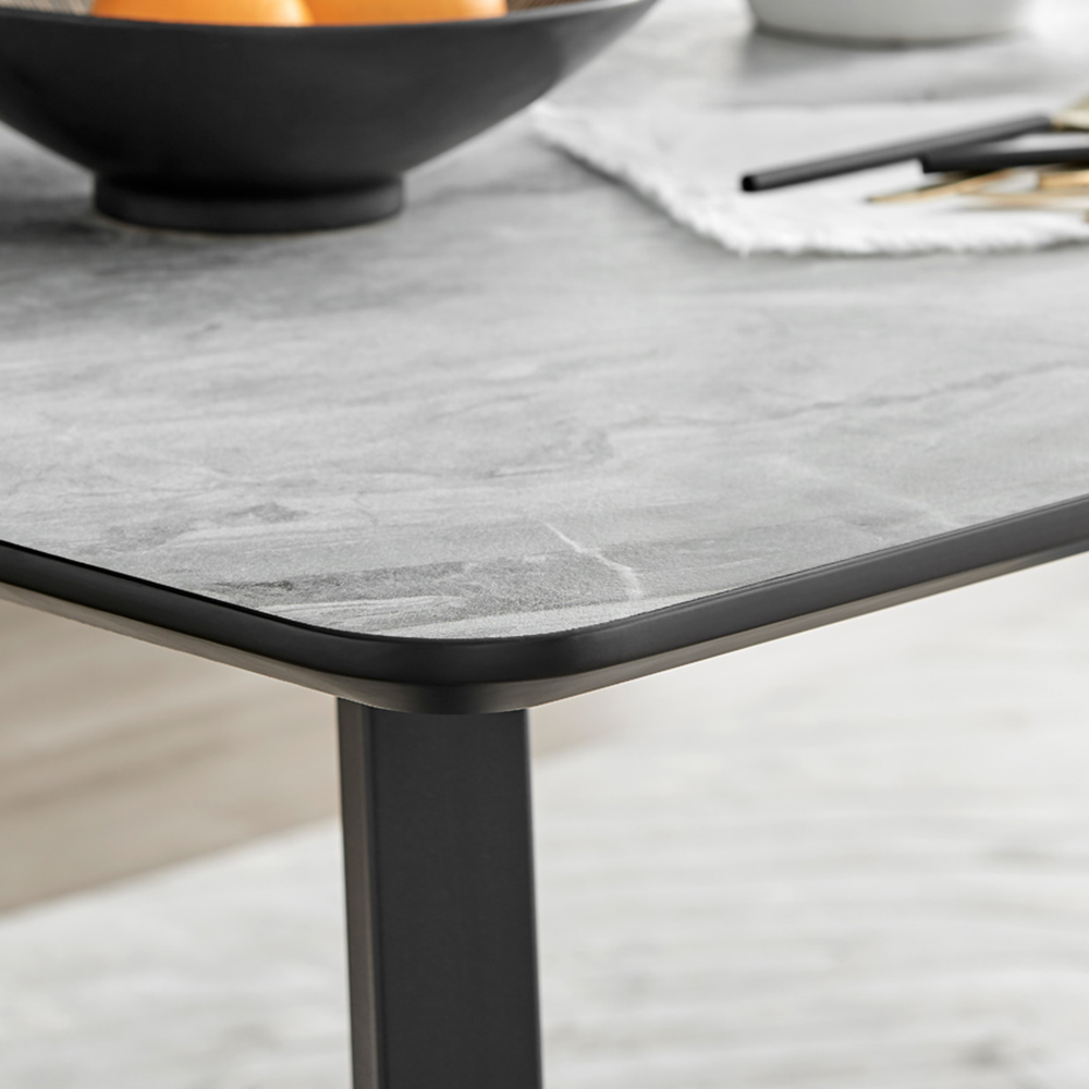 Furniturebox Copeland Cesano Marble Effect 6 Seater Dining Set White Navy and Chrome Image 5