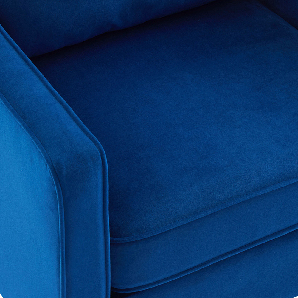 Living and Home Blue Linen Sofa Chair Image 4