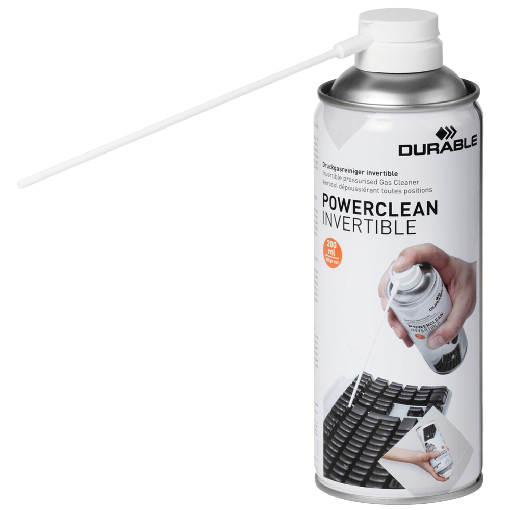Durable POWERCLEAN Invertible Pressurised Gas Cleaner 200ml Image 1