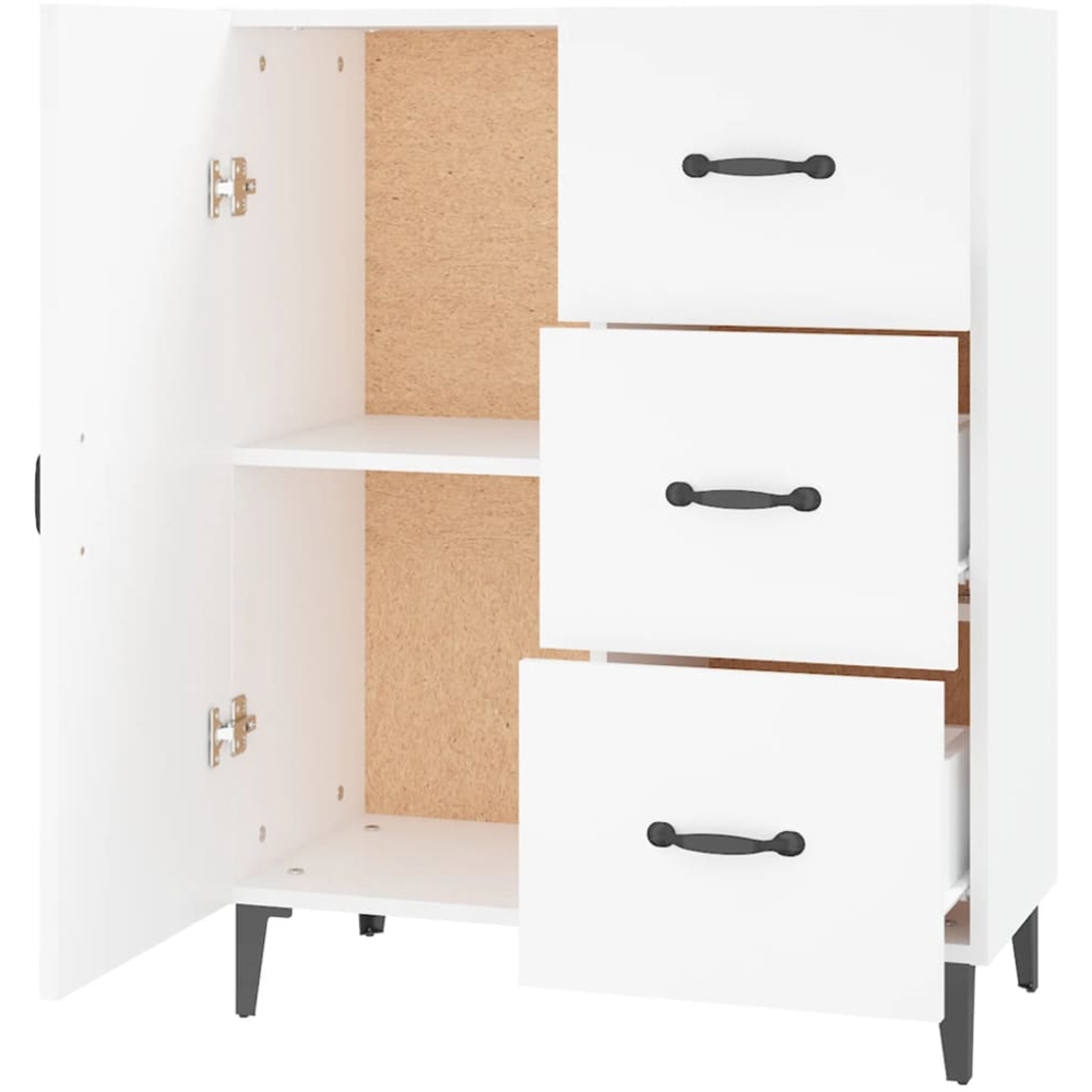 vidaXL Single Door 3 Drawer White Sideboard Image 7