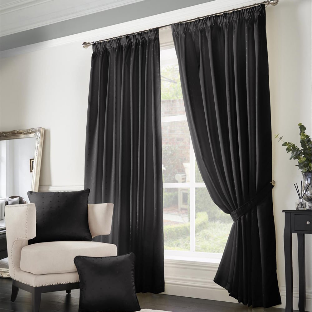 Alan Symonds Madison Black Taped Top Curtains 229 x 274cm Image 1