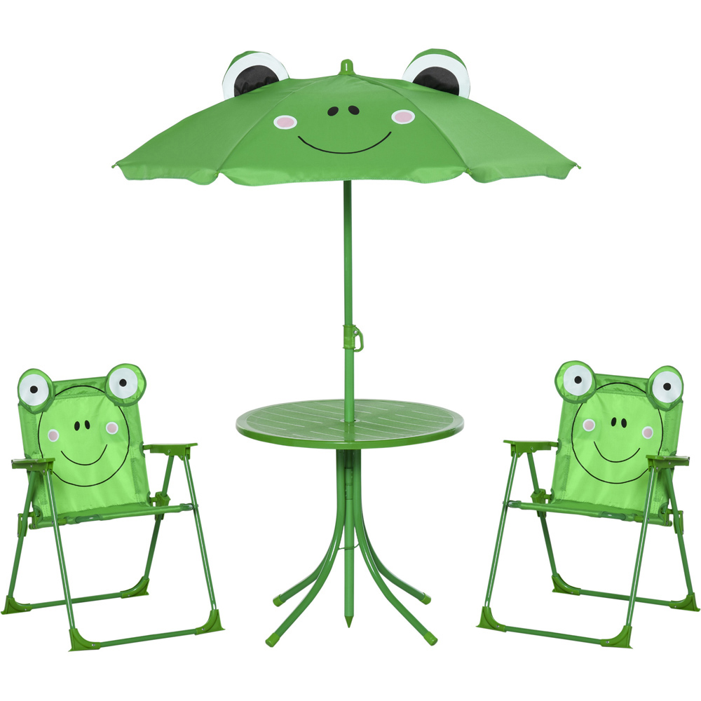 Outsunny Kids Frog Foldable Picnic Dining Set with Parasol Image 2
