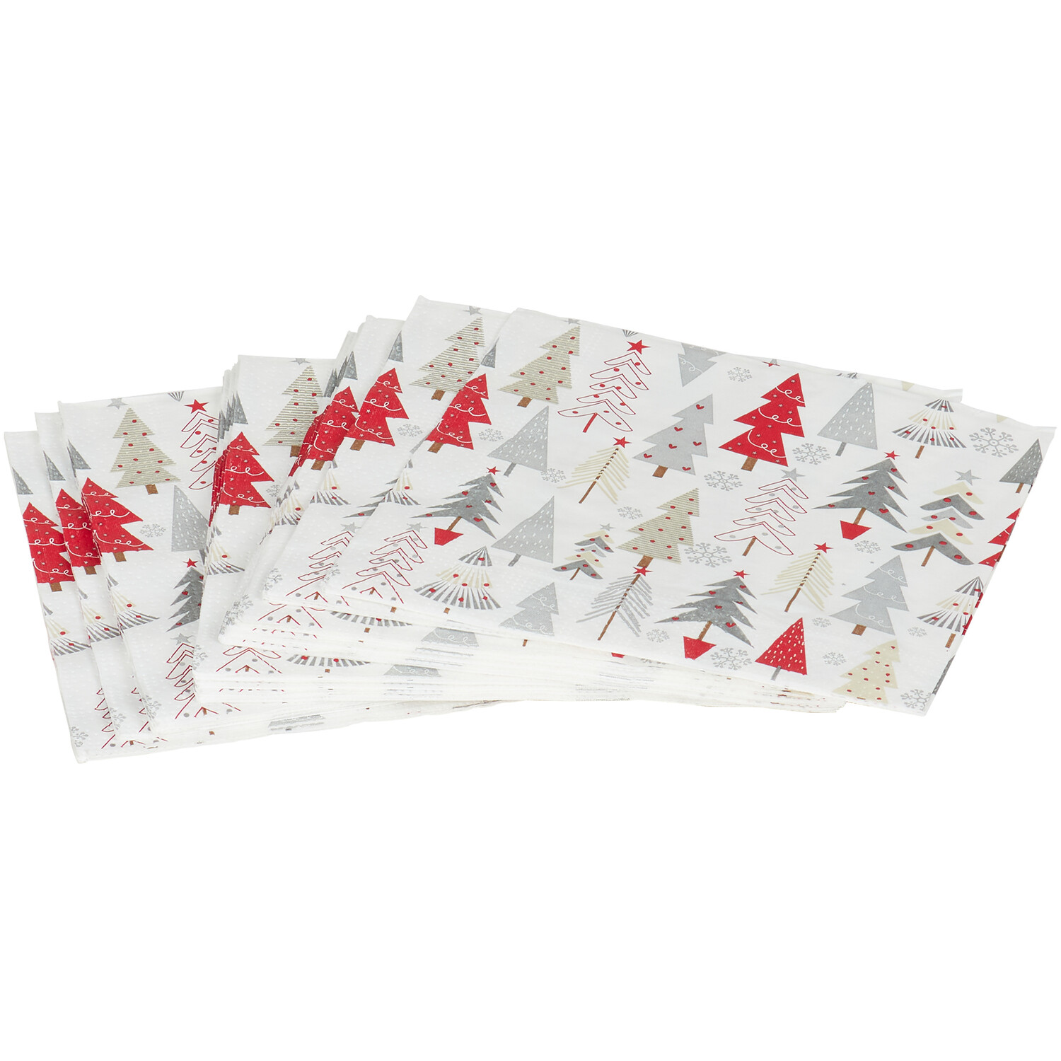 Pack of 20 Christmas Tree Napkins - White Image 3