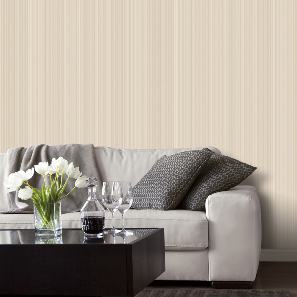 Galerie Natural FX Stripe Beige Wallpaper Image 2