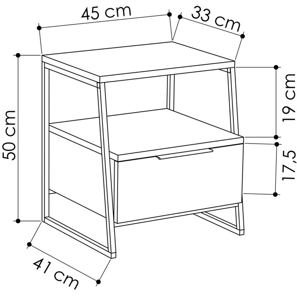 FWStyle Pal Single Drawer Mocha Grey Modern Bedside Table Image 6