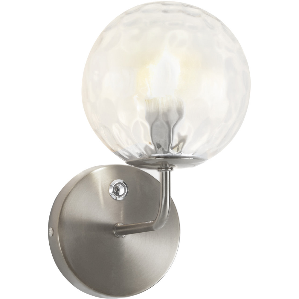 Teamson Home Silver Single Light Armed Wall Sconce Glass Globe Shade Image 5