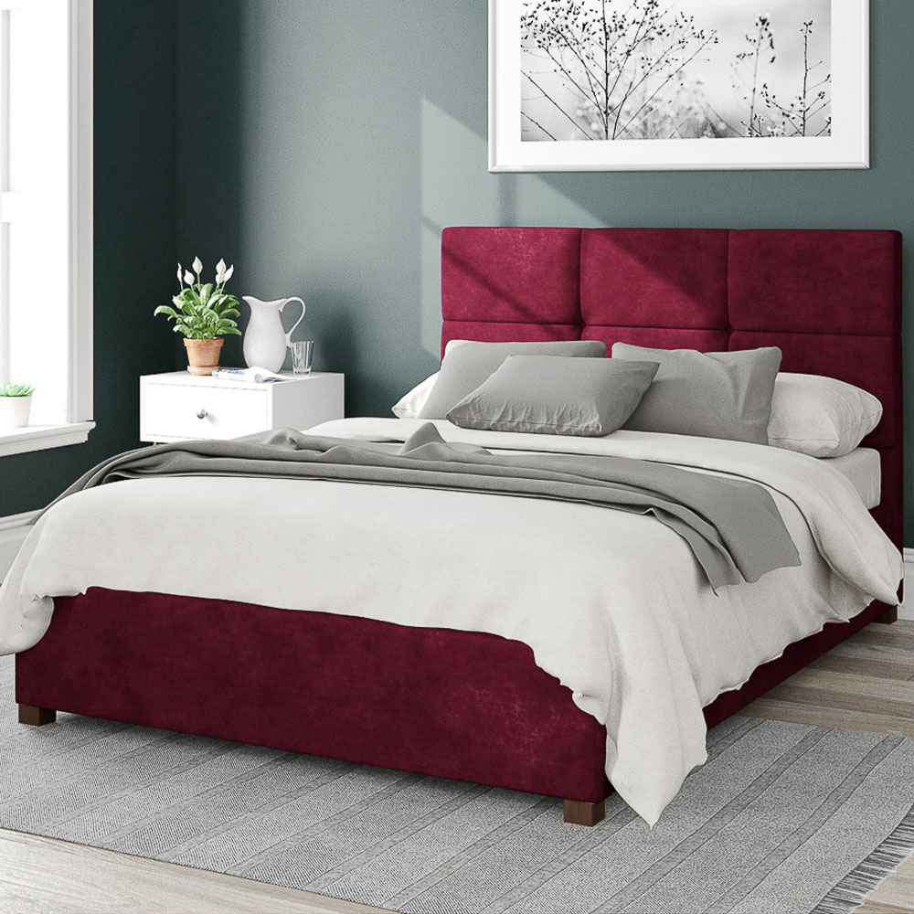 Aspire Caine King Size Bordeaux Kimiyo Linen Ottoman Bed Image 1