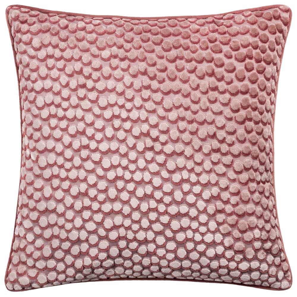 Hoem Lanzo Plaster Pink Cut Velvet Piped Cushion Image 1